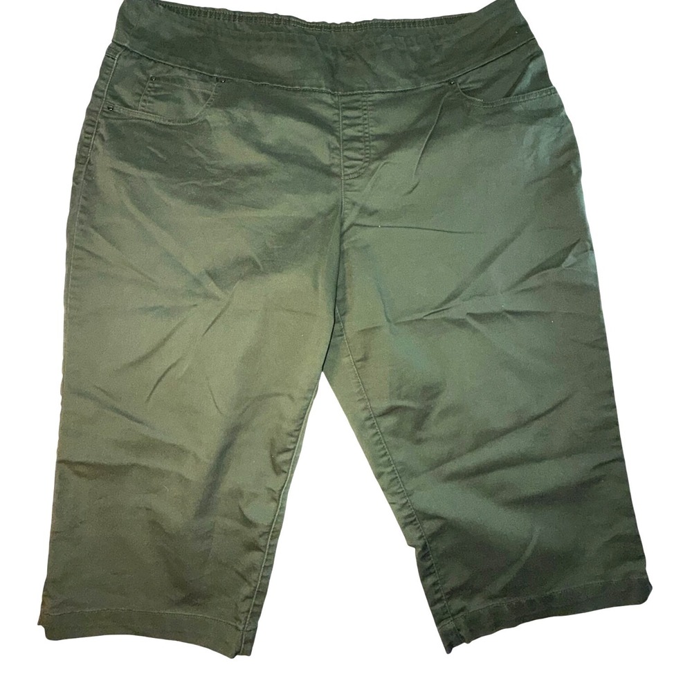 Time and Tru Womens Olive Green Pull On Capri Pants Size XXL 20 Stretch Cropped